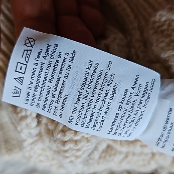 J.Crew Cream Lambswool Blend Sweater Popcorn Cable Knit Size Medium - Picture 13 of 13